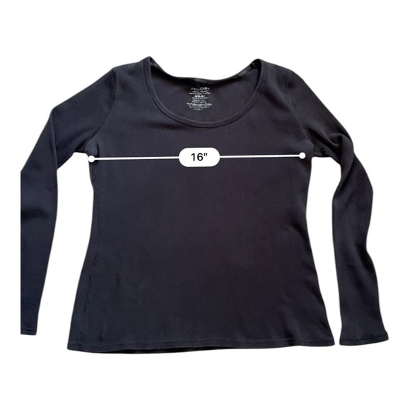 Faden Glory minimalist casual black shirt top Medium waffle pattern scoop neck - Picture 4 of 11